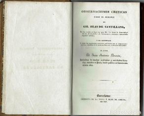 Livros antigos: OBSERVACIONES CRÍTICAS SOBRE EL ROMANCE DE GIL BLAS DE SANTILLANA,DE JUAN ANTONIO LLORENTE 1837(1.4)